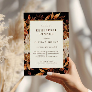 Fall Black Wedding Rehearsal Dinner Invitation