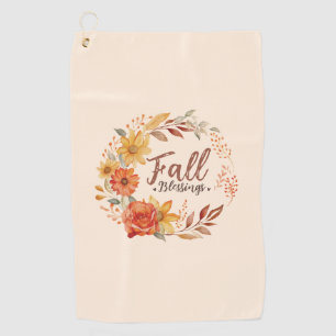 Fall Blessings – Autumn Leaves & Floral Wreath Golf Towel
