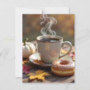 Fall Blessings, Warm Coffee and a Doughnut Postcard