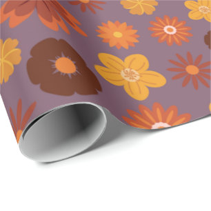 Fall Blooms and Autumn Flowers Wedding Seamless Wrapping Paper