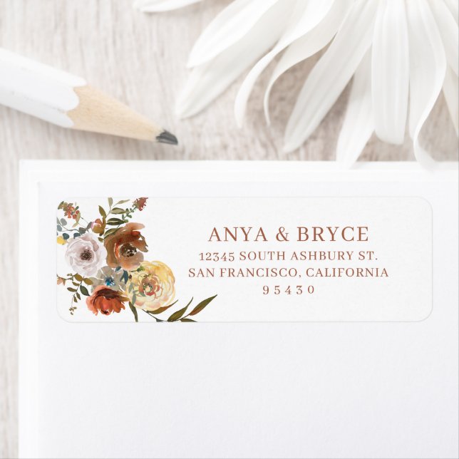 Fall Blooms Return Address Labels Stickers G400 (Insitu)