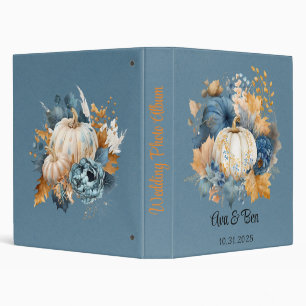 Fall Blue and Orange Pumpkin Peony Wedding Binder