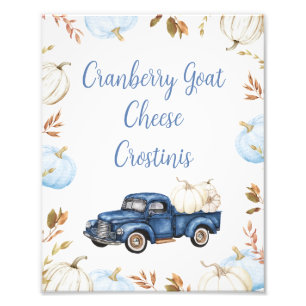 Fall Blue Boys Pumpkin Truck Baby Shower Sign
