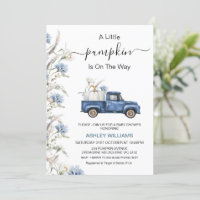 Fall Blue Floral Little Pumpkin Truck Baby Shower
