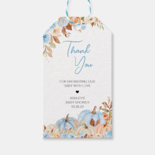 Fall Blue Pumpkin Baby Shower Favour Tags