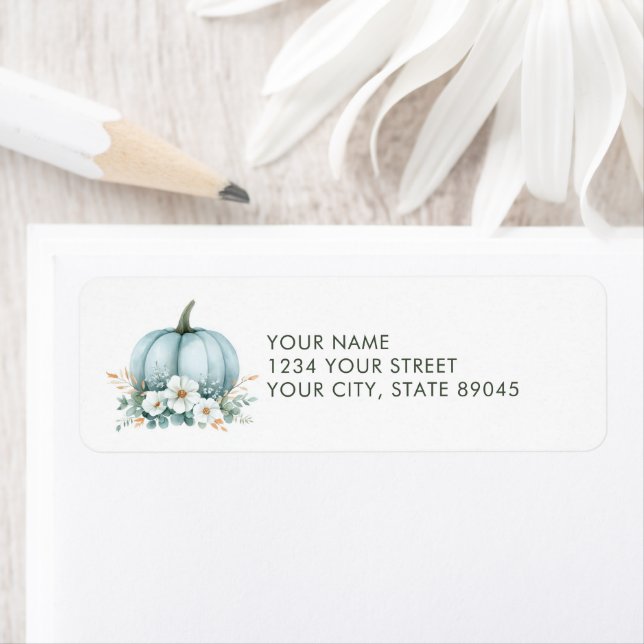 Fall Blue Pumpkin Floral Eucalyptus Baby Shower (Insitu)