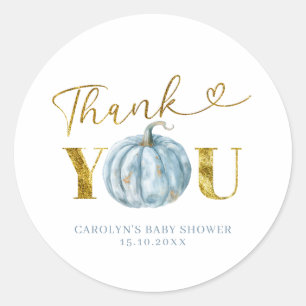 Fall Blue Pumpkin Thank You Sticker