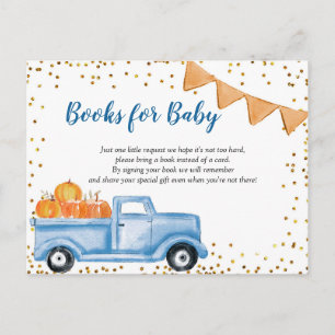 Fall Blue Pumpkin Truck Books for Baby Card