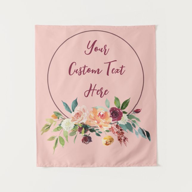 Fall Blush Bridal Shower Prop Photo Booth Backdrop Tapestry (Front)