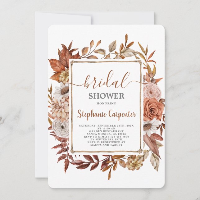 Fall Boho Bridal Shower Invitation (Front)