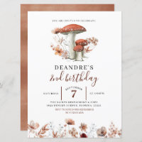 Fall Boho Mushroom First Birthday Invitation