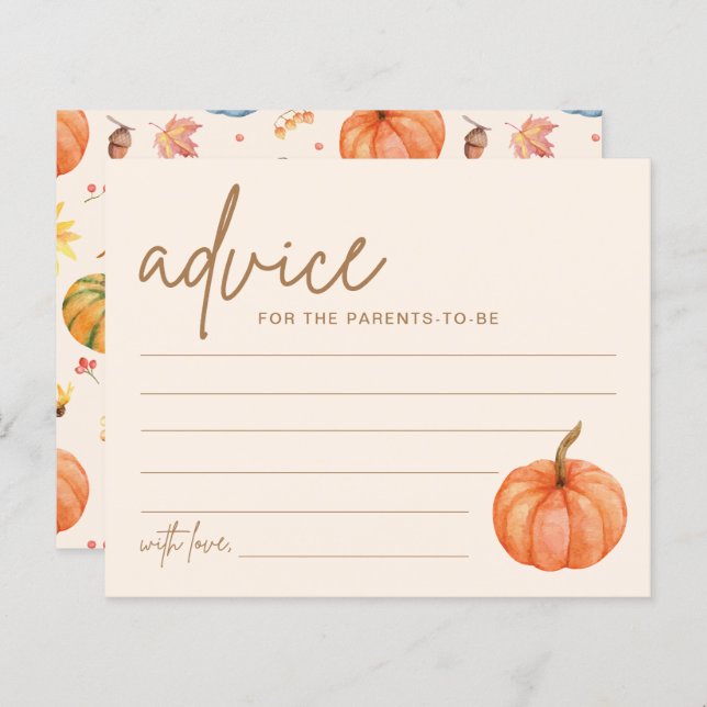 Fall Boho Pumpkin Baby Shower Advice Card (Front/Back)