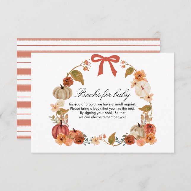 Fall Boho Pumpkin Babyshower  Enclosure Card (Front/Back)