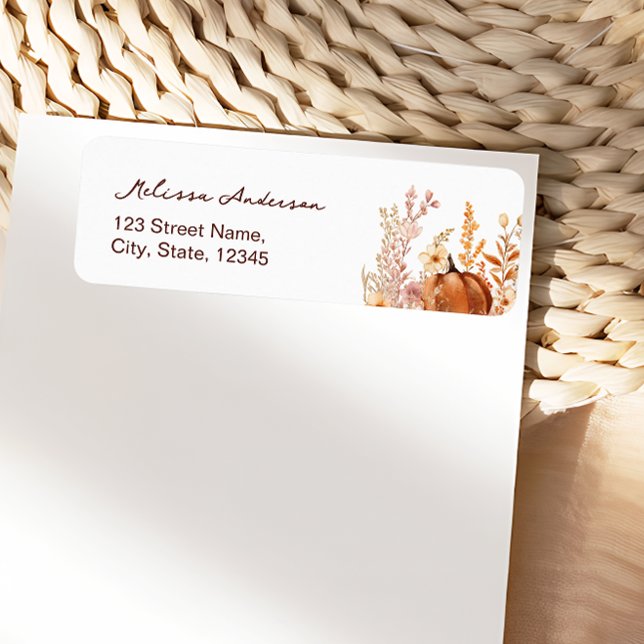 Fall Boho Pumpkin Bridal Shower Return Address (Creator Uploaded)