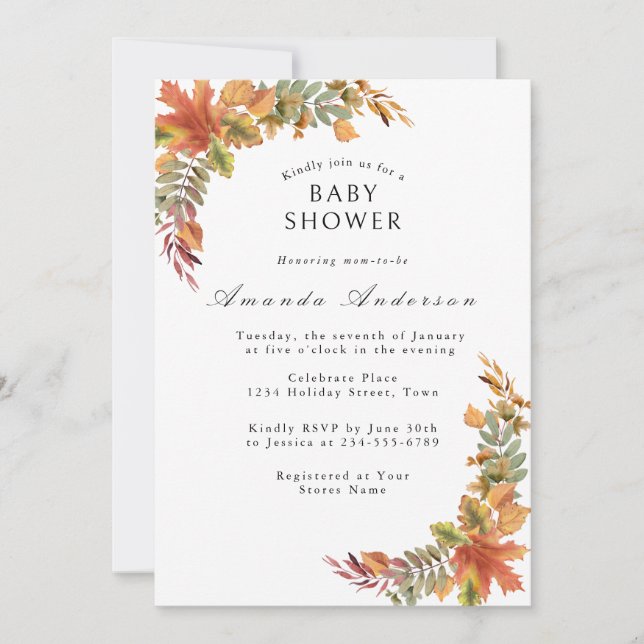 Fall Boho Rustic Baby Shower Invitation (Front)