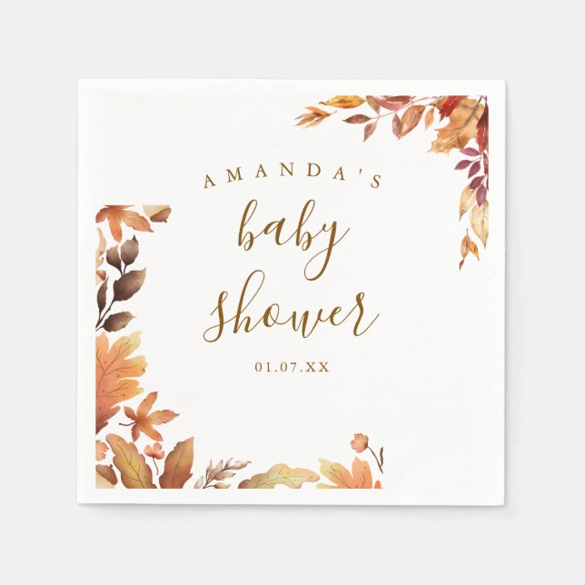 Fall boho Rustic Baby Shower Napkin (Front)