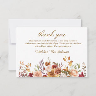 Fall boho Rustic Baby Shower Thank You Card