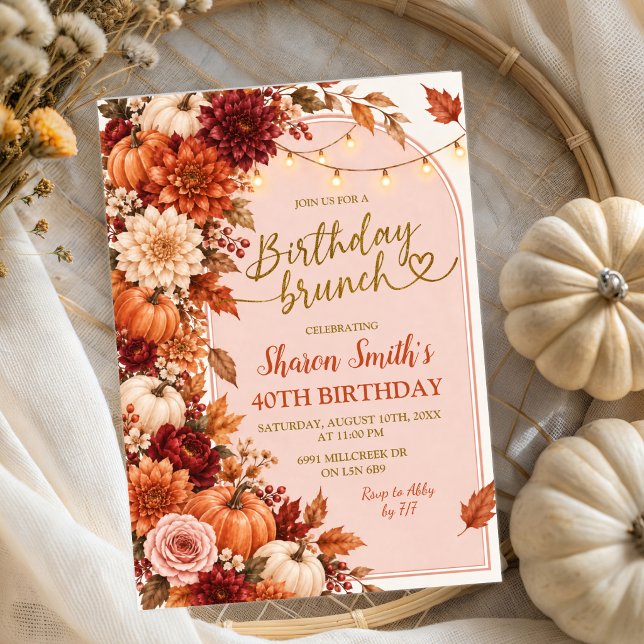 Fall Boho Rustic Birthday Brunch invitation (Creator Uploaded)