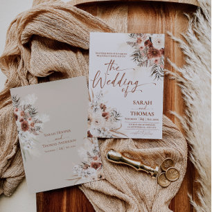 Fall Boho Tan Wedding Invitation Card