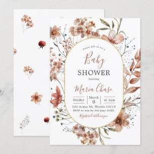 Fall Boho Widlflower Baby Shower Invitation