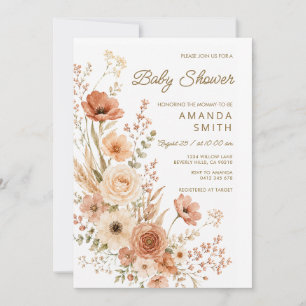 FALL Boho Wildflower Baby Shower Invitation