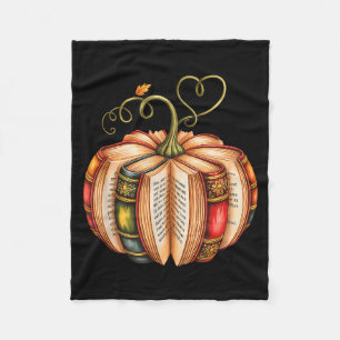 Fall Book Pumpkin Fall Librarians Bookworm Teacher Fleece Blanket