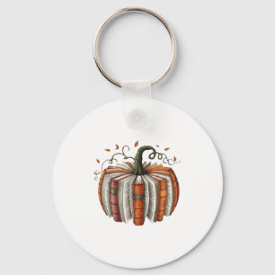 Fall Book Pumpkin Halloween Reading Book Lovers Te Keychain