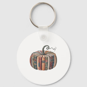 Fall Book Pumpkin Halloween Teacher Librarian Than Keychain