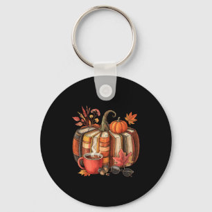 Fall Book Pumpkin Retro Reading Halloween Teacher  Keychain