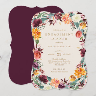 Fall Border Engagement Party Dinner Invitation