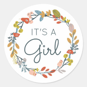 Fall Botanical Baby Shower Classic Round Sticker