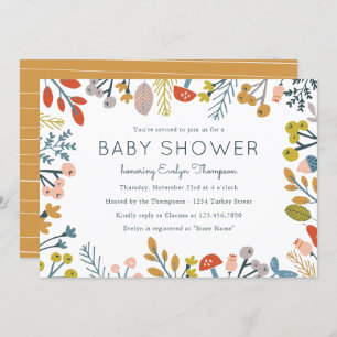 Fall Botanical Baby Shower Invitations
