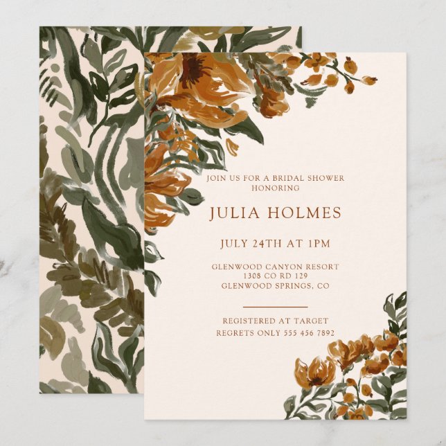 Fall Botanical Bridal Shower Invitation (Front/Back)