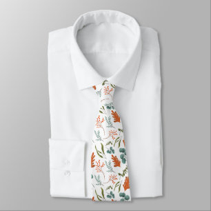 Fall Botanical Leaves and Berry Pattern Tie