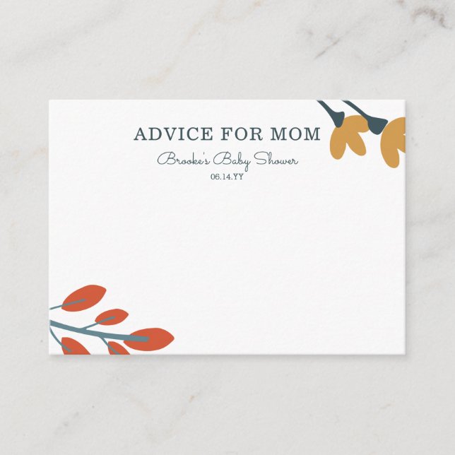 Fall Botanical Mommy Advice Cards (Front)