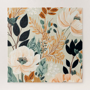Fall Botanical Seamless Floral Pattern Jigsaw Puzzle