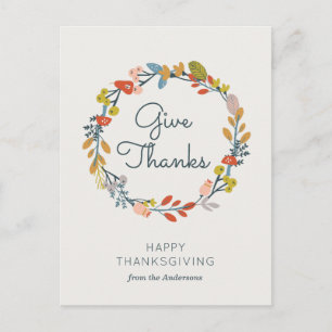 Fall Botanical Thanksgiving Holiday Postcard