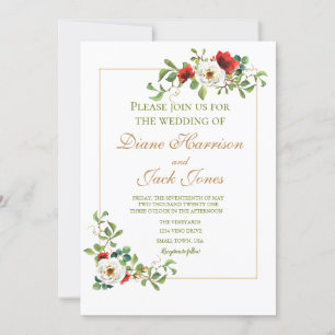 Fall Botanical Watercolor Wedding Invitation