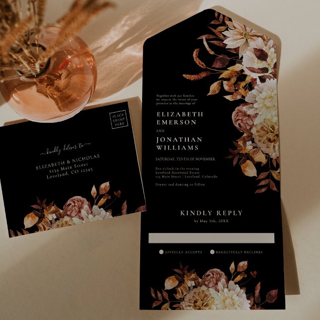 Fall Botanical Wedding All In One Invitation (Fall Botanical Wedding All In One Invitation
)