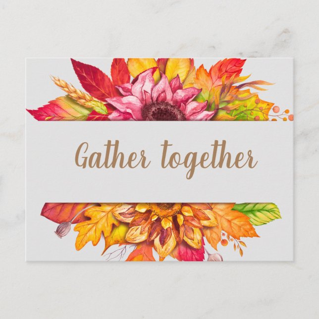 Fall Bouquet Customizable Thanksgiving Invite Postcard (Front)