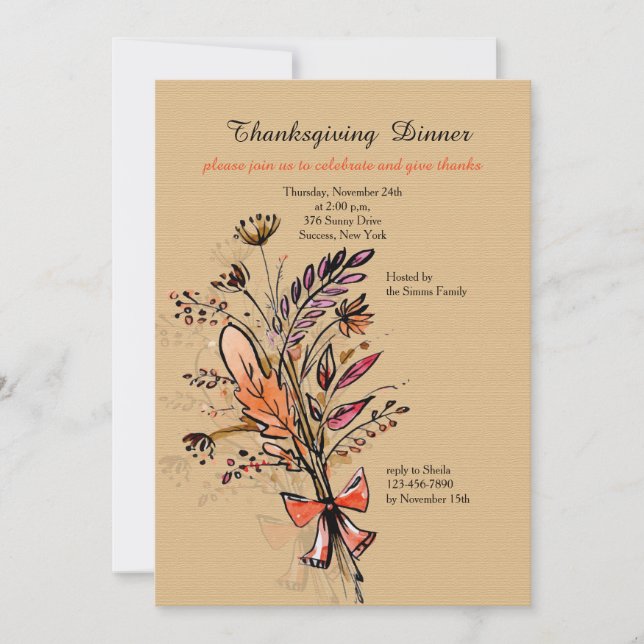 Fall Bouquet One Invitation (Front)