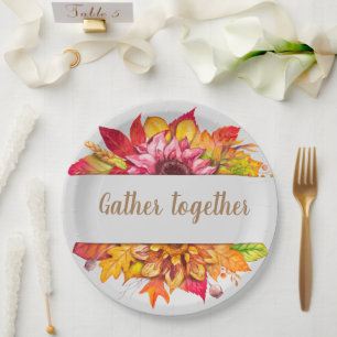 Fall Bouquet Thanksgiving Custom Paper Plate