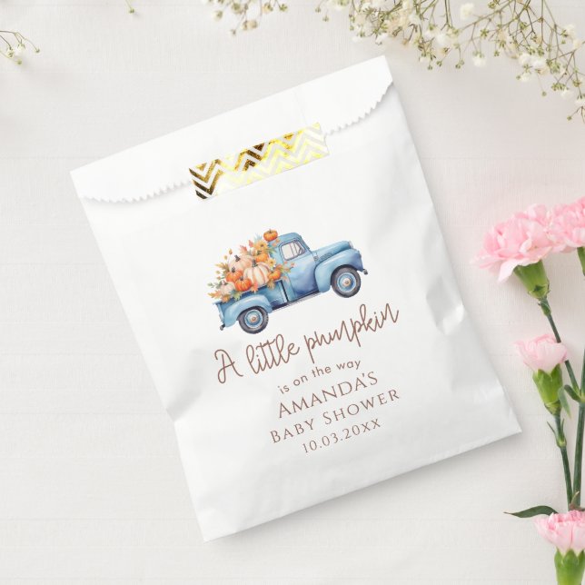 Fall Boy Baby Shower Blue Pumpkin Truck  Favour Bag (Sealed)