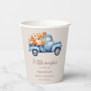 Fall Boy Baby Shower Blue Pumpkin Truck  Paper Cups