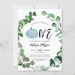 Fall Boy Little Pumpkin Is One 1st Birthday Party Invitation