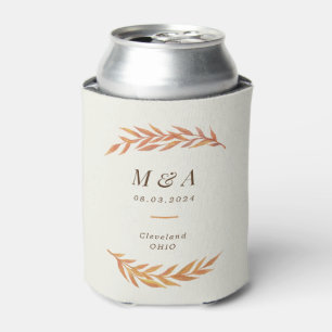 Fall Branch Wedding Monogram Can Cooler