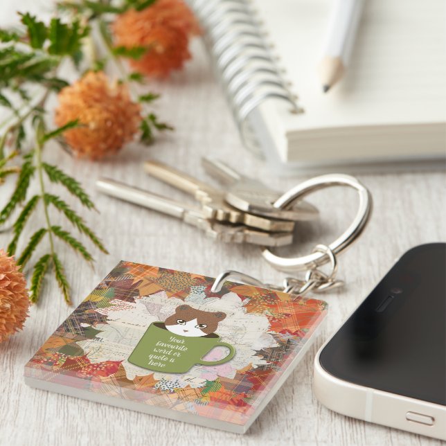 Fall Break Cat Acrylic Keychain (Front Right)