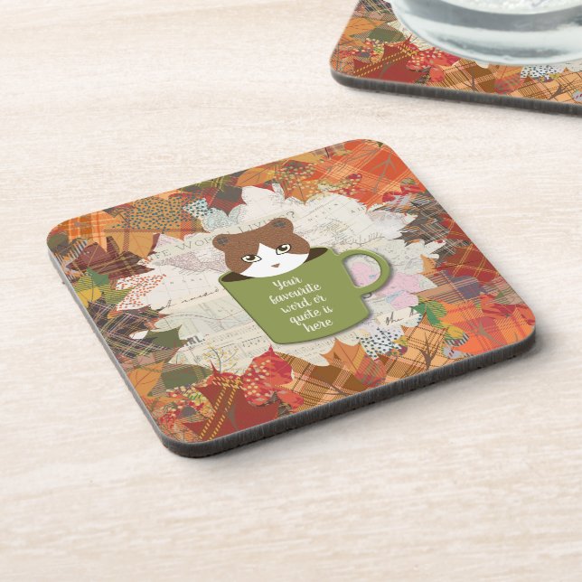 Fall Break Cat Cork Coaster (Left Side)