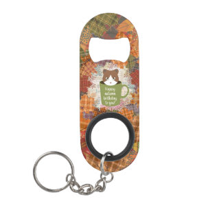 Fall Break Cat Keychain Bottle Opener