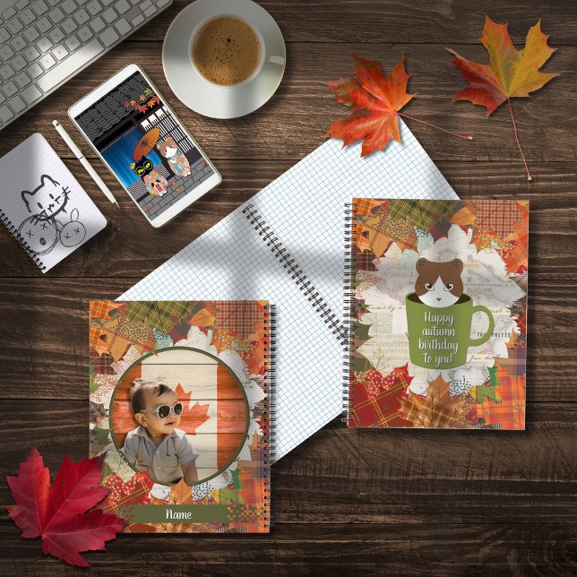 Fall Break Cat Spinal Notebook (Fall Break Cat Spiral Notebooks show the covers' front and back. )
